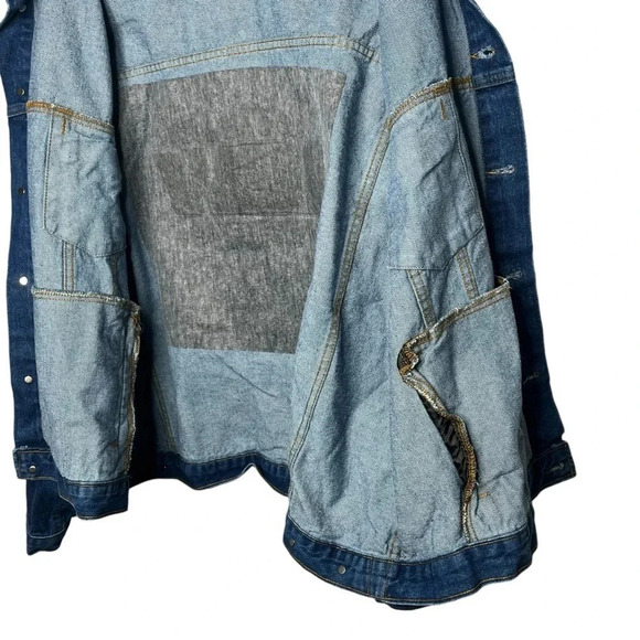 Vintage 4X denim Jean jacket oversized embossed‎ logo 895 local USW Texas 4XL TX - Picture 8 of 13